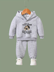 Girls Cat Graphic 2pcs Set Casual Activewear for Spring Fall Sports