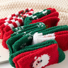 5 Pairs Christmas Print Socks Warm Women's Stockings