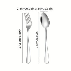 12pcs Stainless Steel Dessert Fork & Spoon Set for Home Kitchen Restaurant