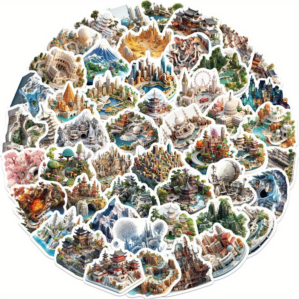 50pcs 3D Small World Graffiti Stickers Waterproof DIY Art Decoration