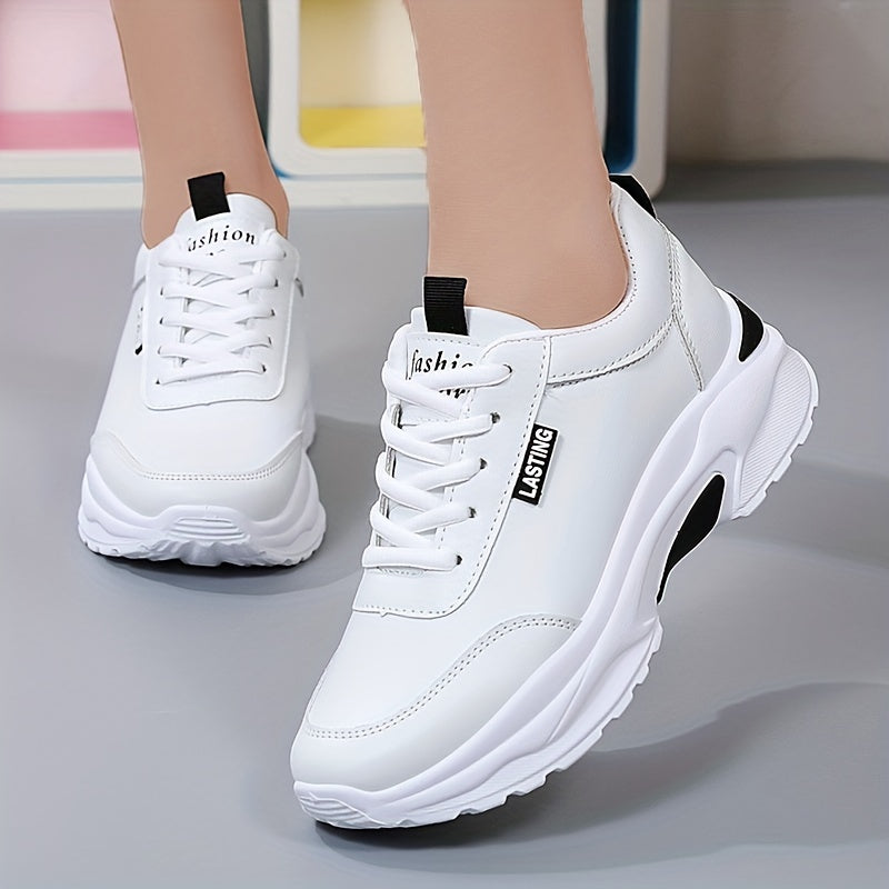Women's Platform Sneakers Lace Up Low Round Toe Non slip Shoes