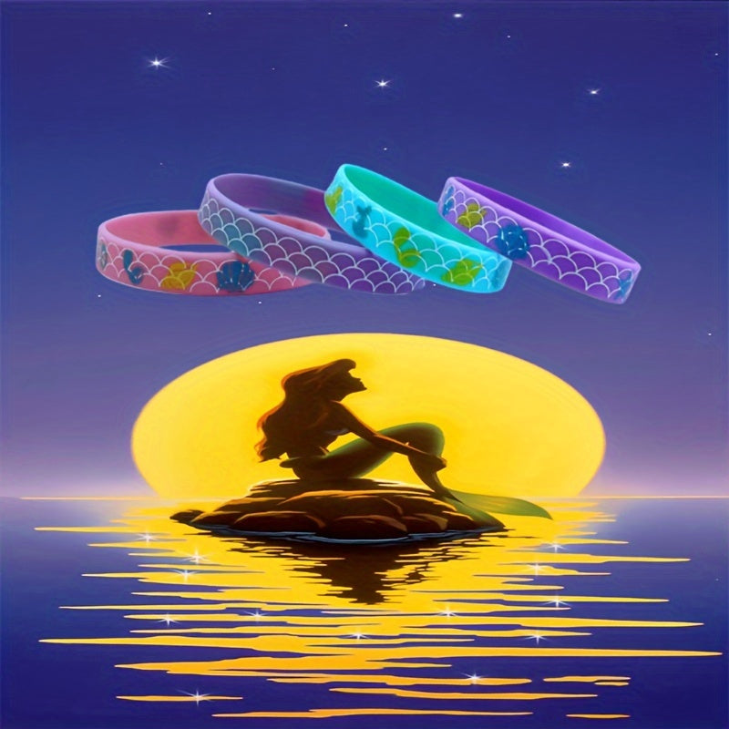 4 Pcs Mermaid Underwater Party Silicone Bracelet Pack