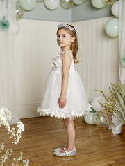 Flower Girl Mesh Midi Tutu Dress for Wedding Party
