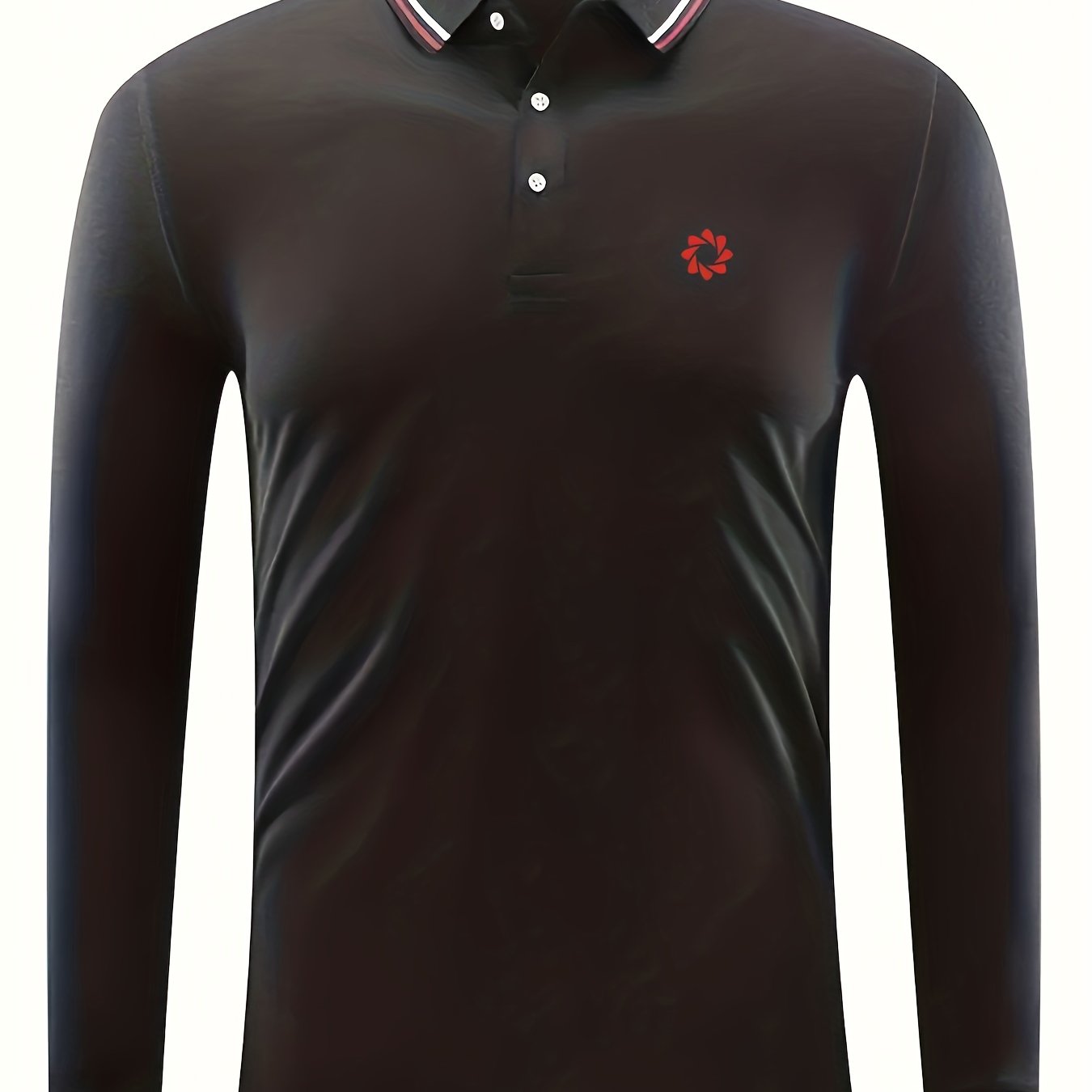 Men's Vintage Long Sleeve Polo Shirt Casual Button Up