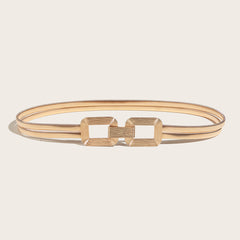 Double Buckle Elastic Belt Women's Thin Waist Seal Metal Cinch Belt