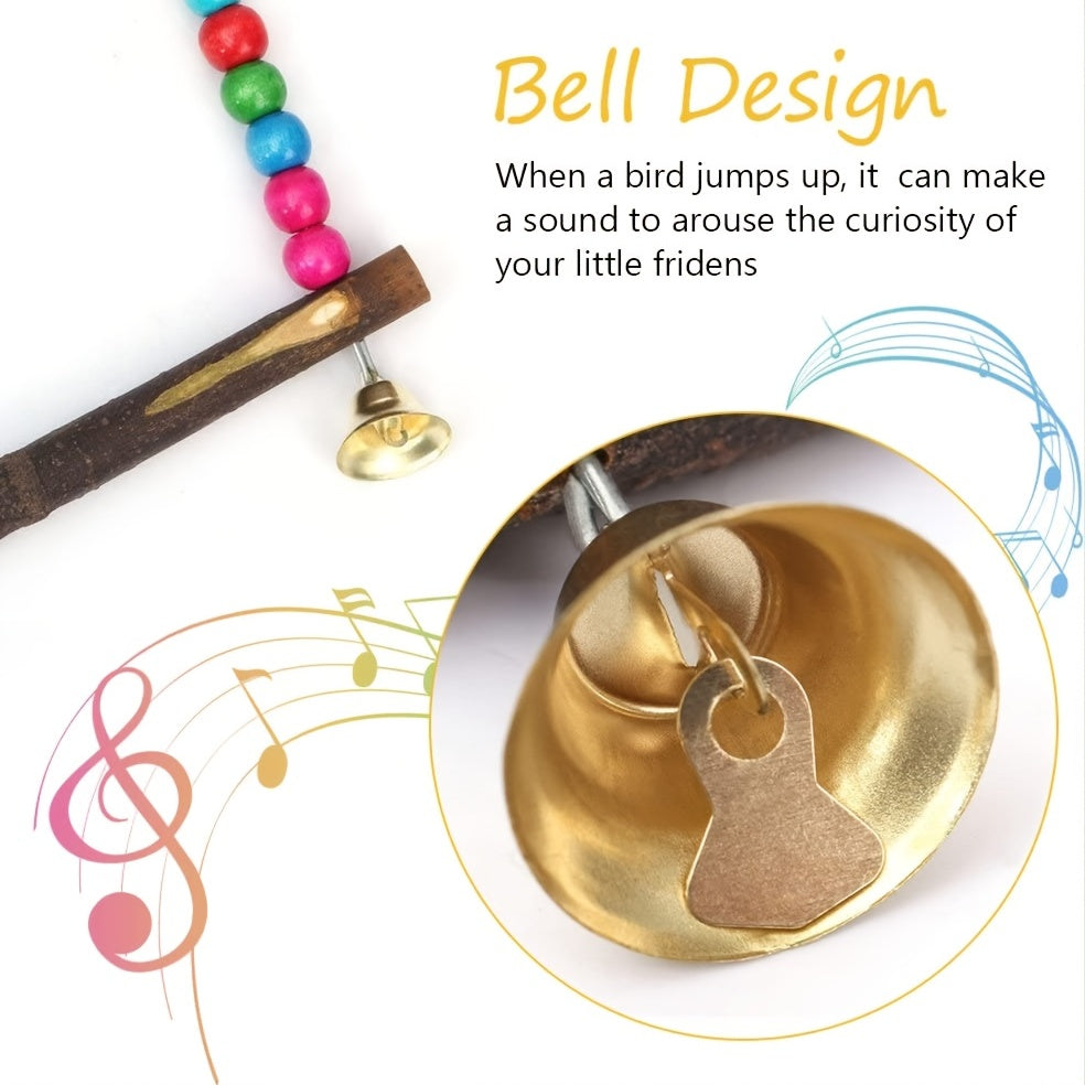 Rainbow Beads Log Standing Pole for Parrot Birds Fun Toy