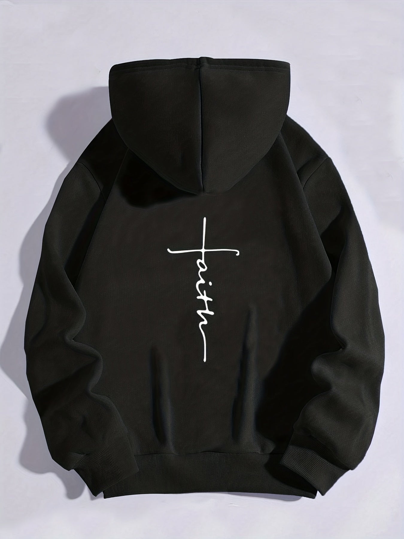 Faith Print Back Hoodie Long Sleeve Sweatshirt