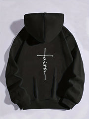 Faith Print Back Hoodie Long Sleeve Sweatshirt