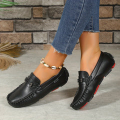 Women's Solid Flat Loafers Slip On Low Round Toe Soft Sole Lightweight Shoes