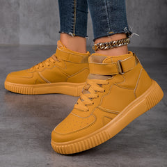 High Top Skate Shoes with Buckle Lace-Up, Anti-Slip Lightweight Sports Sneakers