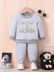 Baby & Funny SOMEONE'S PROBLEM Letter Print Outfit Set