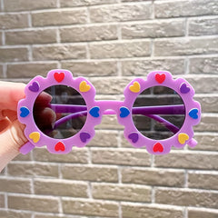 Children's Heart-shaped Decorative Flowers Sunglasses UV Protection