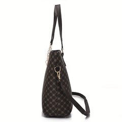 6pcs Geometric Print Tote Bag Set Stylish Handbag and Crossbody Bag