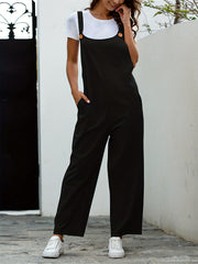 Solid Sleeveless Jumpsuit Wide Leg Cami Jumpsuit Women's Clothing