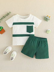 2pcs Baby Boys Casual T-shirt & Shorts Set