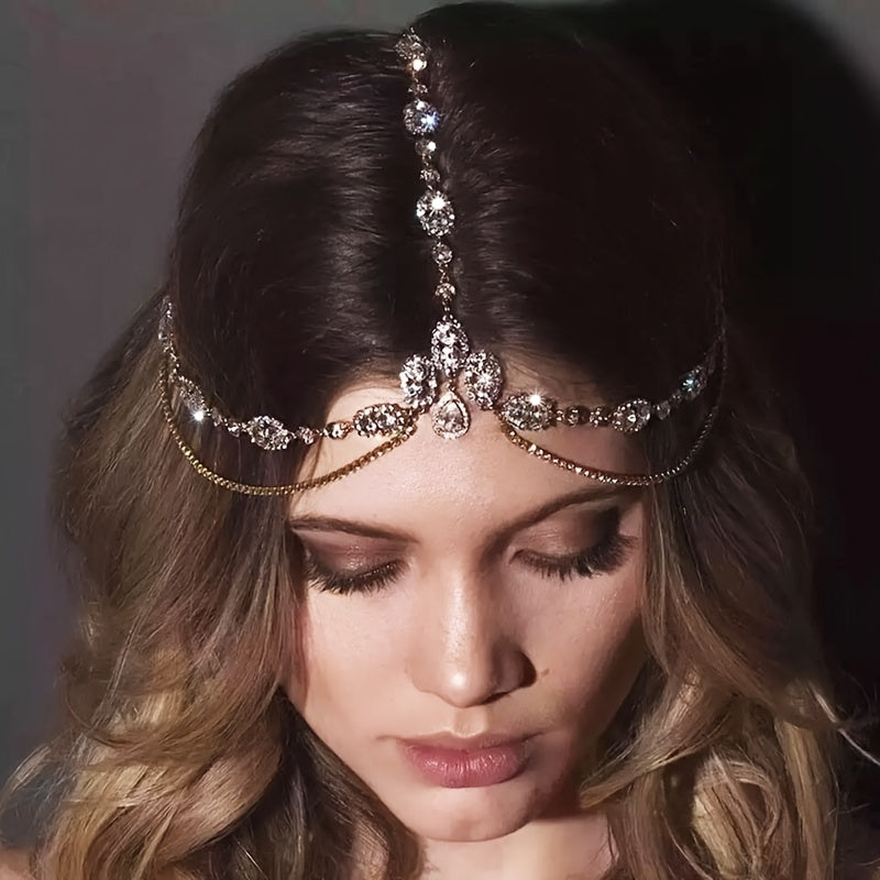 Rhinestone Chain Head Piece Headband Bridal Hair Accessories