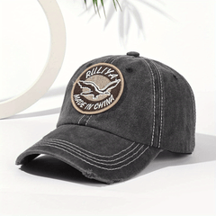 Soft Cotton Washed Baseball Cap with Solid Eagle Embroidery