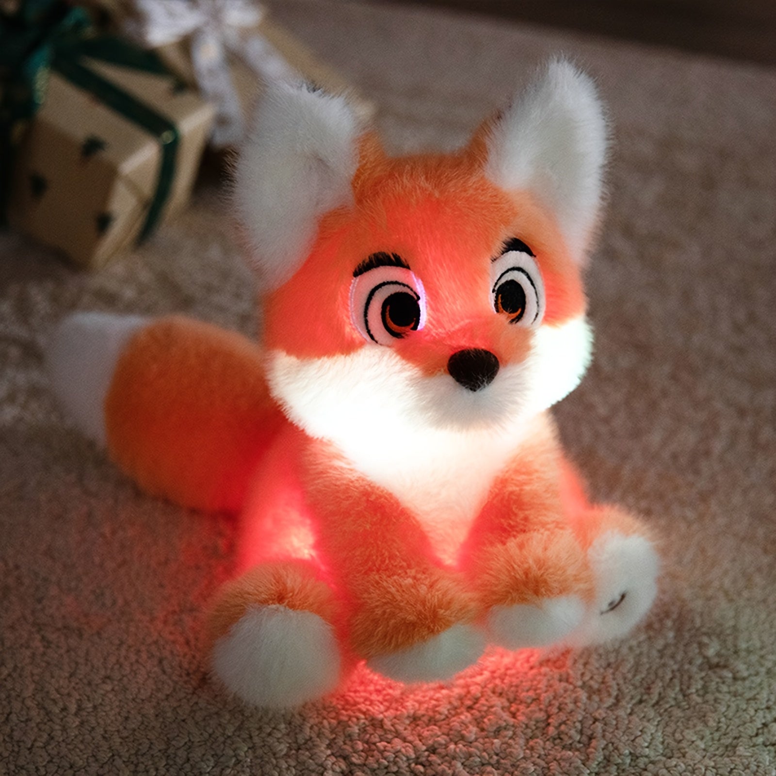 Glow in the Dark Plush Fox Toy with LED Light Soft Stuffed Animal Night Light