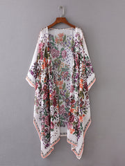 Floral Print Bat Sleeve Cover Up