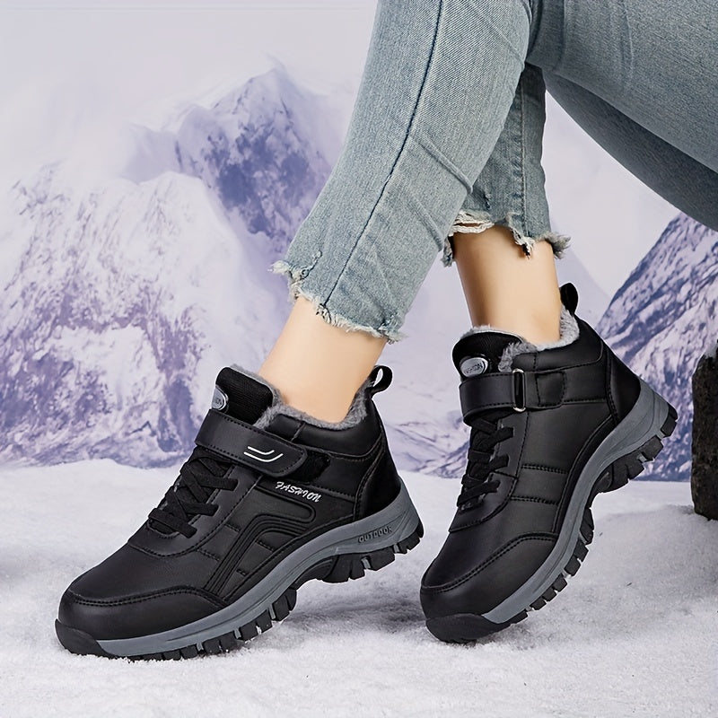Faux Fur Lined Snow Boots Wear-Resistant Non-Slip Thermal Hiking Boots