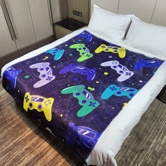 Classic Game Console Printed Blanket Cozy Flannel Blanket for Travel Camping