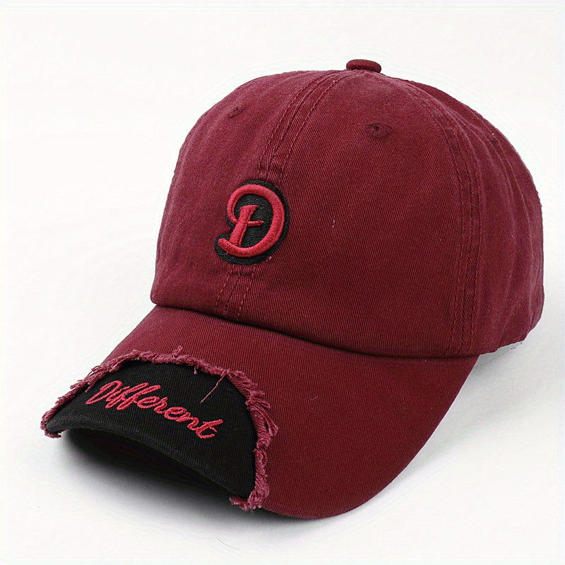 Adjustable Summer Mens Peaked Cap with Frayed Embroidery