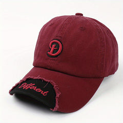 Adjustable Summer Mens Peaked Cap with Frayed Embroidery