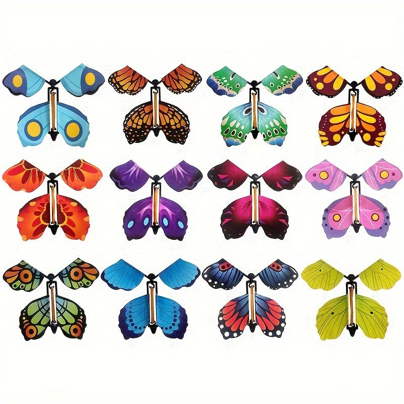 10pcs Magic Wind Up Flying Butterfly Toy Rubber Band Powered Surprise Gift