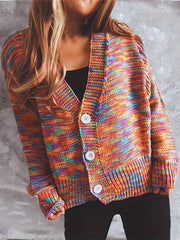 Rainbow Button Cardigan Long Sleeve