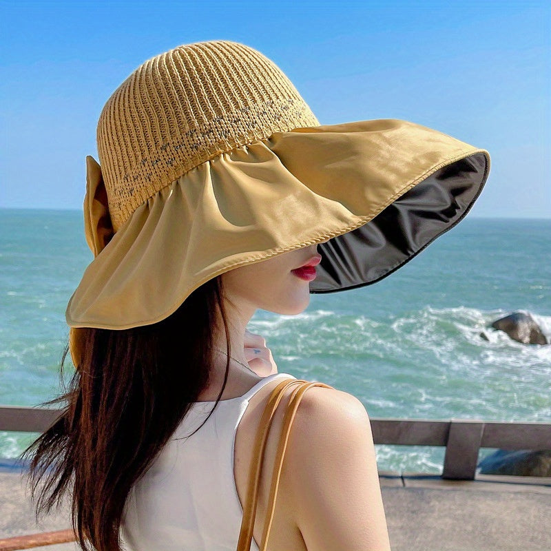 Boho Visor Hat Bowknot Sun Protection Beach Hat
