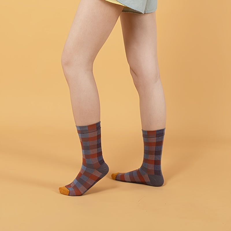 Retro Print Mid Tube Socks Soft & Comfy Funny Pattern Crew Socks Women's