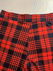Plaid Pattern Skinny Leggings High Waist Stretchy Leggings