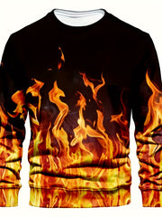 Flame 3D Print Men's Sweatshirt for Autumn Winter