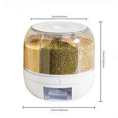 Large Capacity Rotating Rice Bucket Cereal Container