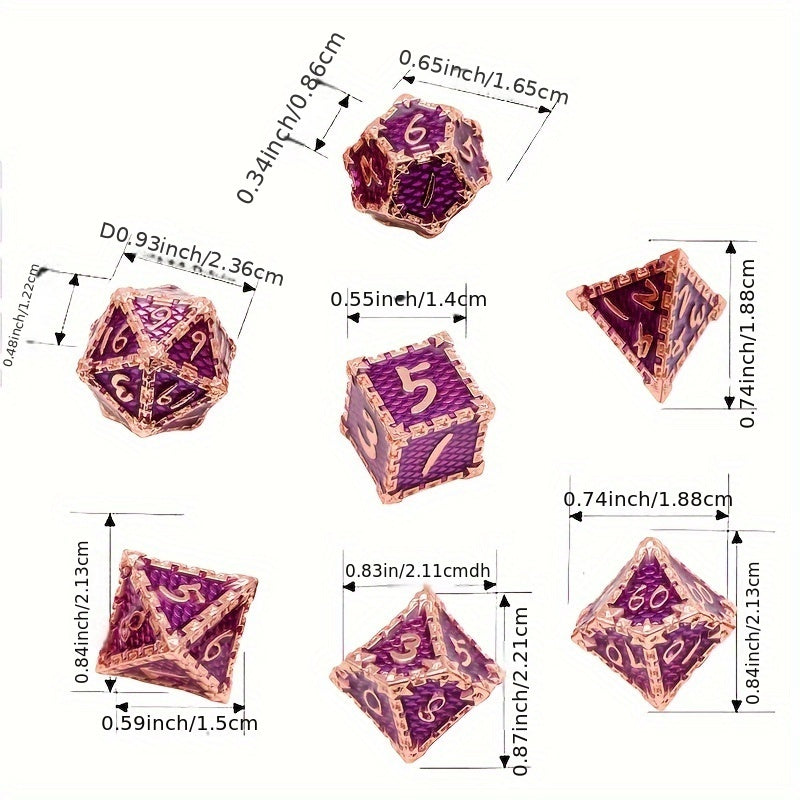 7pcs Dragon Scale Polyhedral Metal Dice Set Halloween Party Supplies