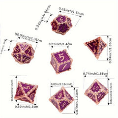 7pcs Dragon Scale Polyhedral Metal Dice Set Halloween Party Supplies