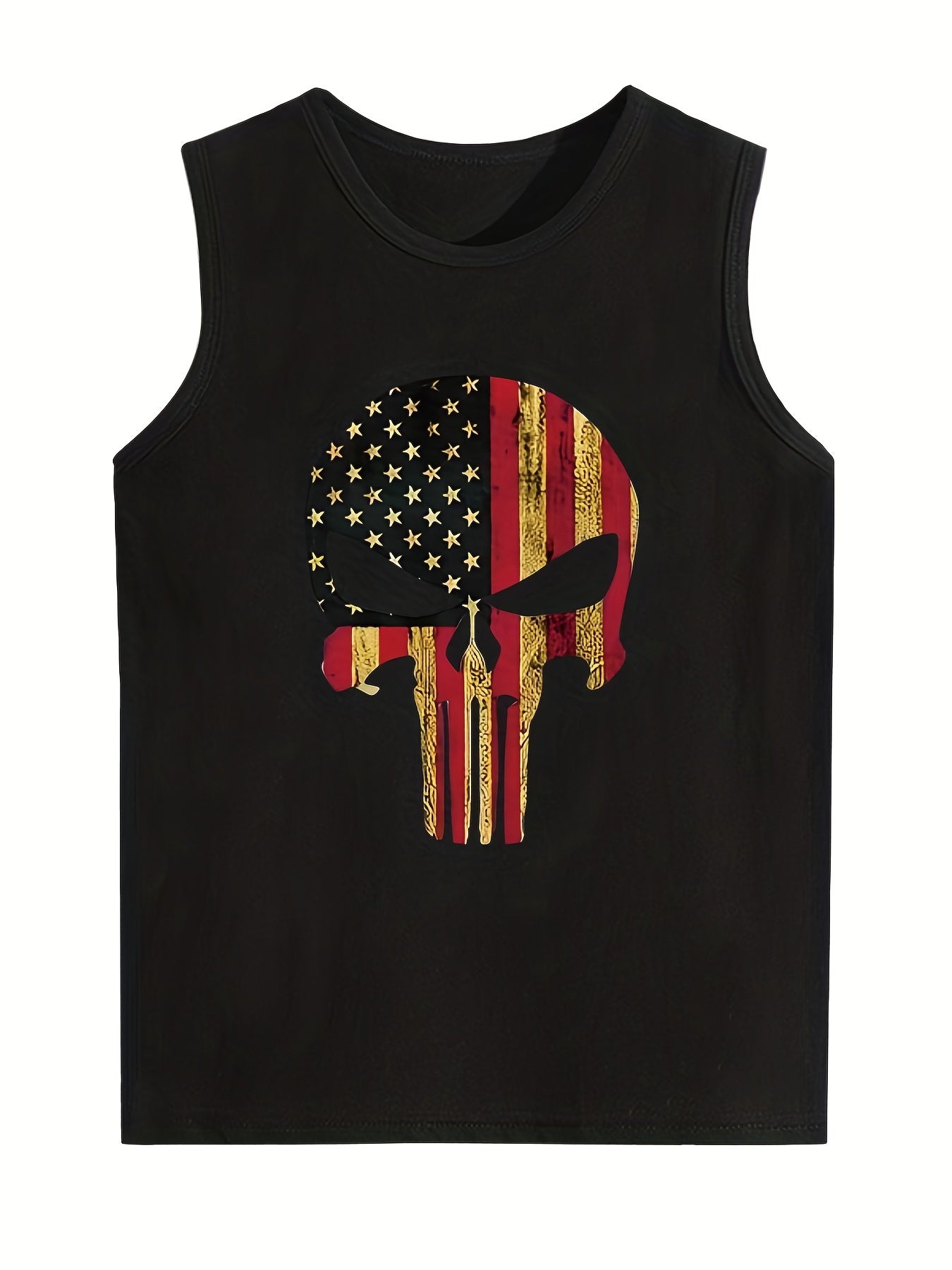 Boys American Flag Skull Tank Top Summer Sleeveless Crew Neck Tee