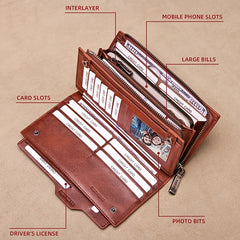BANYANU Vintage Style Wallet Coffee Brown Yellow