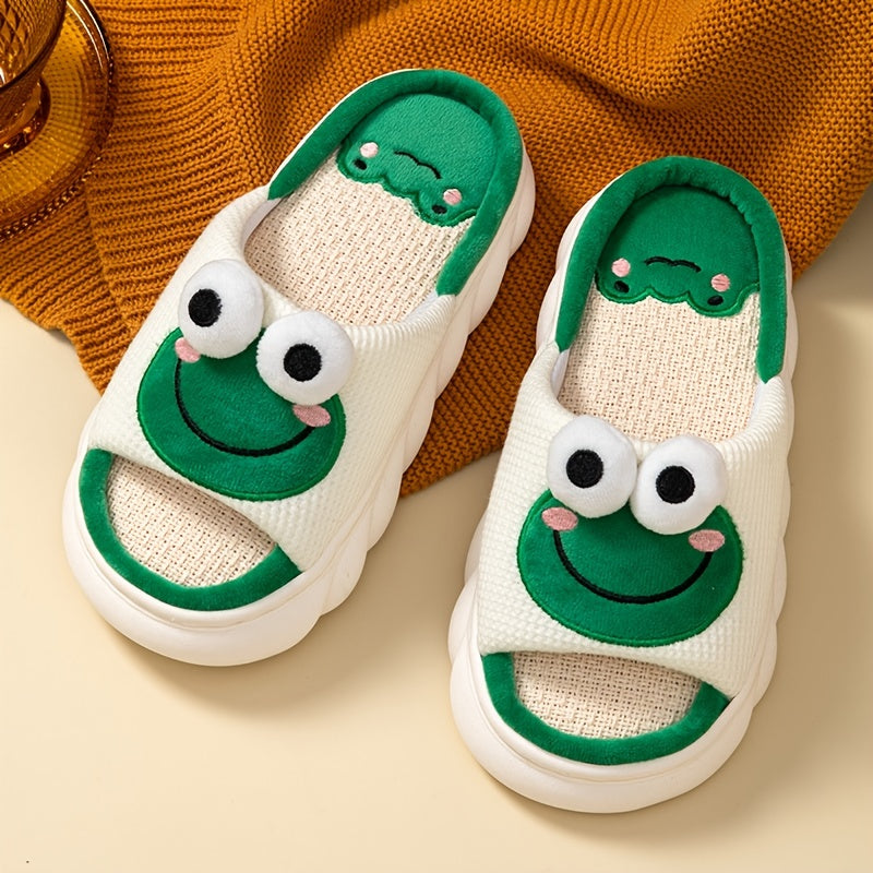 Women's Frog House Slippers Soft Sole Anti-slip Warm Plush Home Shoes