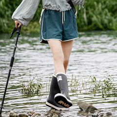 Quick Drying Flat Rain Boots Waterproof Non Slip Thickened Outdoor PVC Shoes