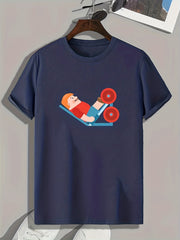 Funny Fat People Cartoon Print Men's Graphic Tee Summer Casual Tshirt