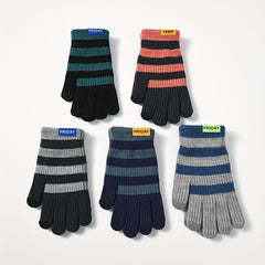 Knitted Gloves with Velvet Lining Touch Screen Winter Warm Double Layer