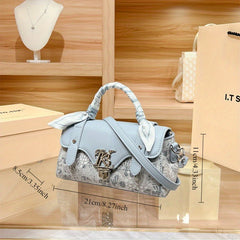 Sky Moire Pattern Handbag with Detachable Strap & Buckle Closure