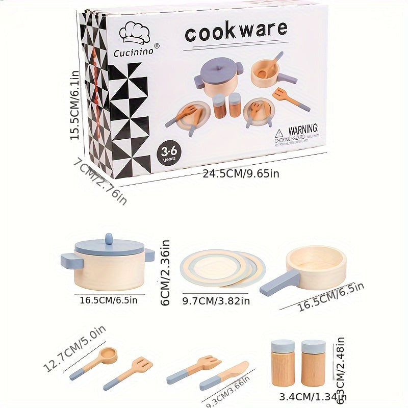 Wooden Children's Play House Kitchen Toy Set Cooking Rice Fried Vegetables