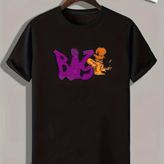 Funny Letter And Cartoon Print Men's Graphic Tee for Summer
