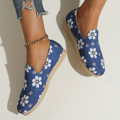 Women's Floral Print Loafers Slip On Canvas Shoes