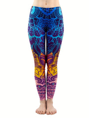 Graphic Print Skinny Leggings Casual Stretchy Leggings Women's Clothing