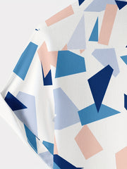 Men's Geometric Print Button Up Short Sleeve Shirt