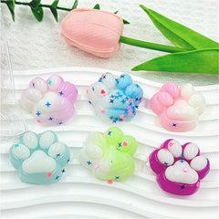 6pcs Mixed Cat Paw Soft Textured Toy Glitter Colorful Durable