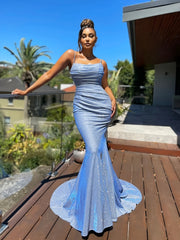 Glitter Sequin Maxi Dress Slim Ruffled Cocktail Evening Gown